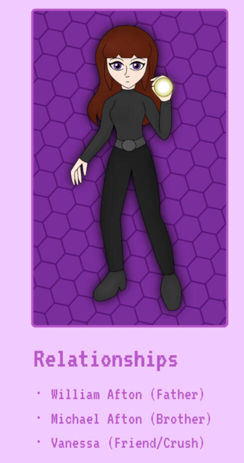 Picture of Lily | Relationships | William Afton (Father) | Michael Afton (Brother) | Vanessa (Friend/Crush)